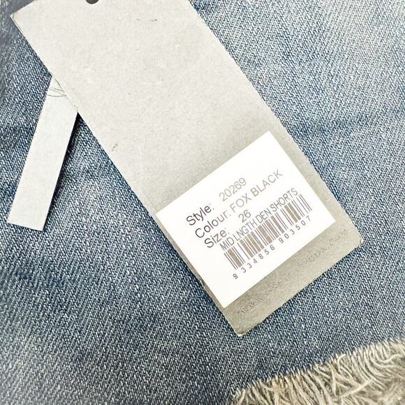 One x One Teaspoon Mid Length Denim Shorts Fox Black Charcoal Size 26 NWT - Picture 4 of 8